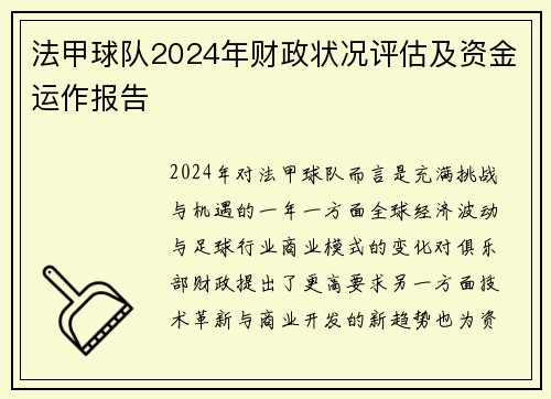 法甲球队2024年财政状况评估及资金运作报告